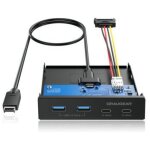 GRAUGEAR Multi Frontblende 4-Fach USB-HUB. 2x USB-C.2x...