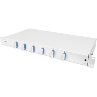 DIGITUS LWL Spleißbox 1HE bestückt 6x SC DX OS2 grau