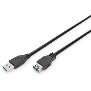 DIGITUS USB 3.0 Verlängerungskabel Typ A -A St/Bu 1.8m, sw