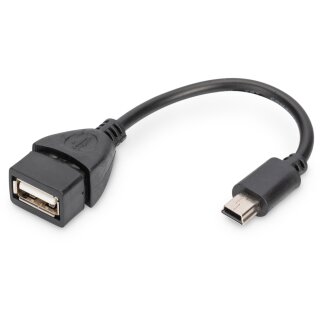 DIGITUS USB 2.0 Adapter OTG, Typ Mini B - A St/Bu 0,2m
