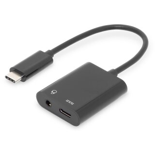 DIGITUS USB 3.1 Verteilerkabel Typ C-Klinke St/Bu/Bu 0.2m sw