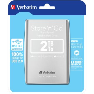 2,5" Verbatim 8.9cm 2TB USB 3.0 Storen Go Silver retail