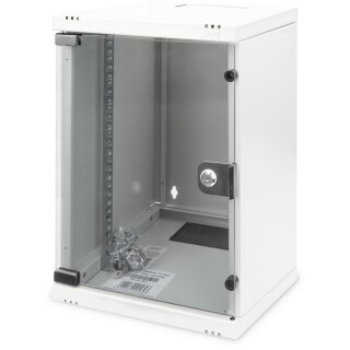 DIGITUS Wandschrank Compact 9HE 254mm 10" Glastür grau