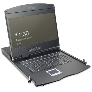 Digitus 19" LCD KVM Konsole, 1-Port VGA, deutsche Tastatur