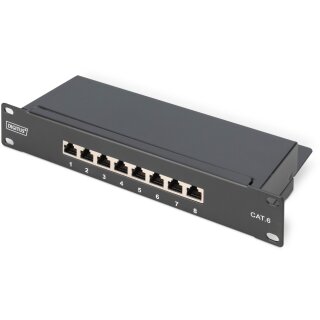DIGITUS Patchpanel 1HE 8-Port Cat6 ClassE geschirmt schw.