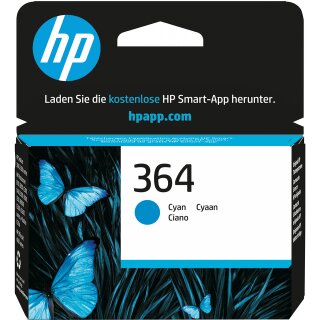 HP 364 original Ink cartridge CB318EE BA1 cyan standard capacity 3ml 300 pages 1-pack with Vivera Ink cartridge