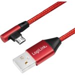 USB 2.0-Kabel USB/Micro-USB 30cm rot 90°-Stecker