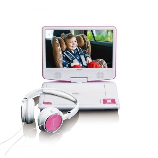 LENCO DVP-910 9" DVD-Player + USB & KfZ-Halterung. pink/wei