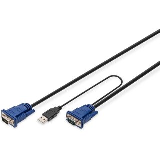 KVM Kabel-Satz.VGA.PS/2-Mouse.PS/2-Keyboard. USB HD DB15/M.2xMiniDIN6/M. USB typeA/M - HD DB15/M schwarz. 1.8 m DIGITUS