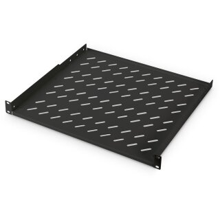 1HE Fachboden fr Auenmontage. Perforiert. Farbe schwarz RAL 9005. 400x44mm. Belastbar bis zu 15kg