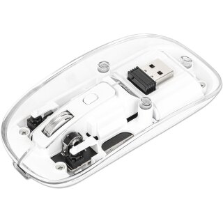 MANHATTAN Funkmaus USB-A 4Tasten RGB LED weiß transparent
