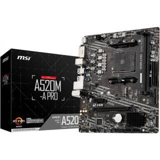 AM4 MSI A520M-A PRO mATX (M.2 Port, PCIe 3.0 x 4, NVMe PCI:1 PCIe:1 RAM:4)
