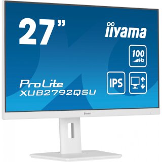 68,5cm/27" (2560x1440) iiyama Prolite XUB2792QSU-W6 16:9 WQHD IPS 100Hz 0,4ms HDMI DP USB Pivot White