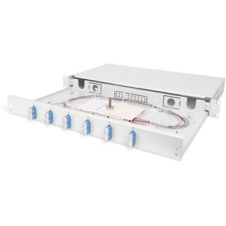 DIGITUS LWL Spleißbox 1HE bestückt 6x SC DX OS2 grau