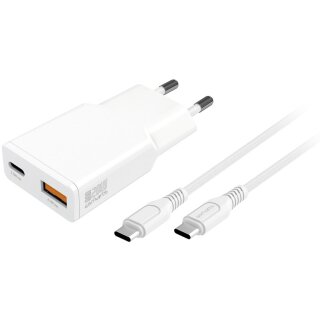 4smarts Ladegert PDPlug Duos Slim 20W GaN USB-C/A+USB-C Kabel
