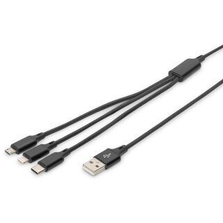 DIGITUS LAK 3in1 USBA+Lightning+MicroUSB->USBC 1m schwarz
