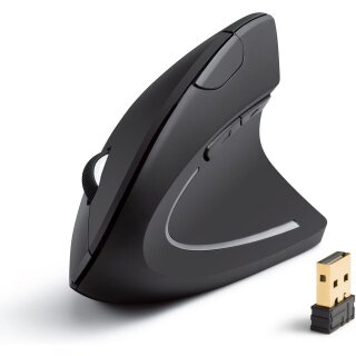 ANKER A7852 kabellose vertikale 2.4G ergonomische Maus mit Nano USB-Dongle Vor/Zurck-Tasten (2x AAA Batt. nicht enthalten)