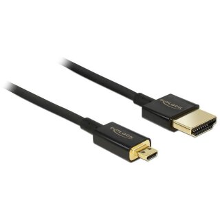 DELOCK Kabel High Speed HDMI mit Ethernet - HDMI-A Stecker > HDMI Micro-D Stecker 3D 4K 1.5 m Slim Premium