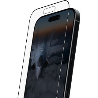 PanzerGlass Stealth Screen Protector w. Black Frame iPhone 17 | iPhone 16 Pro | Ultra-Wide Fit w. Fastfit in-a-box