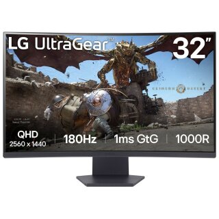 80cm/32" ( 2560x1440) LG 32GS60QC-B Consumer Ultragear Gaming HDR10 2xHDMI DP 1ms 180Hz