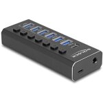 DELOCK 7 Port USB Hub mit 4 Ports 10 Gbps und 4...