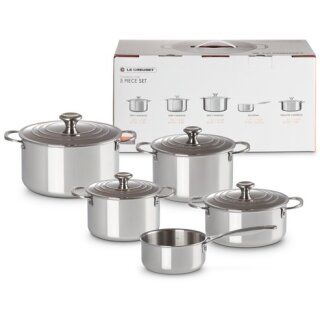 Le Creuset 3-Ply Plus Topfset fünfteilig, silber