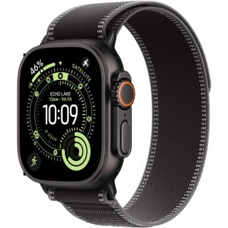 Apple Watch Ultra 3 Titanium Cellular 49mm Schwarz (Trail Loop schwarz/kohlegrau) S/M