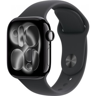 Apple Watch S11 Aluminium 42mm Diamantschwarz (Sportarmband schwarz) S/M