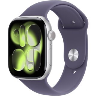 Apple Watch S11 Aluminium 46mm Silber (Sportarmband nebelviolett) M/L