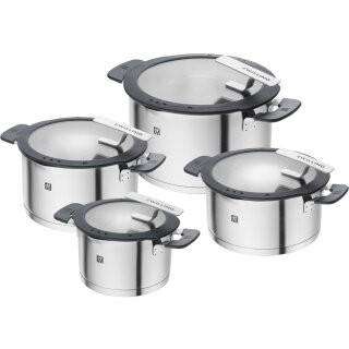 Zwilling 1009149 Simplify Edelstahl-Kochtopfset 4-teilig Silber-Schwarz