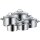 WMF Provence Plus Topf-Set Bratentopf (2,5l), Fleischtöpfe(1,9l), (3,3l), (5,7l), Stielkasserolle (1,7l) silber