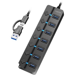 USB 3.2 Gen1 Hub 7 Port Ein-/Ausschalter schwarz