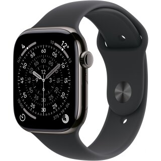Apple Watch S11 Titan Schiefer Cellular 42mm (Sportarmband schwarz) S/M