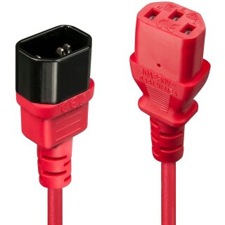 LINDY IEC-Netzverlängerung C14 - C13 rot 0.5m
