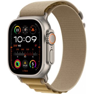 Apple Watch Ultra 2 (2024) LTE 49mm Natural Titanium Case with Alpine Loop M - Almond