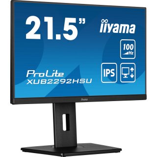 55,9cm/22" (1920x1080) Iiyama ProLite XUB2292HSU-B6 16:9 FHD IPS 0,4ms 100Hz HDMI DP USB Speaker Pivot Black
