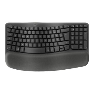 Logitech Wave Keys Wireless Ergonomic keyboard - Graphite - (DE) - 2.4GHZ/BT - N/A - CENTRAL-419 - UNIVERSAL