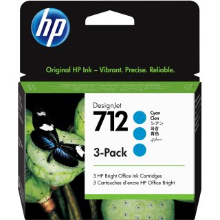 HP 712 3-Pack 29-ml Cyan DesignJet Ink Cartridge