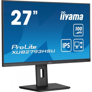 68,6cm/27" (1920x1080) iiyama ProLite XUB2793HSU-B7 16:9 FHD IPS 1ms 100Hz HDMI DP Speaker Pivot Black