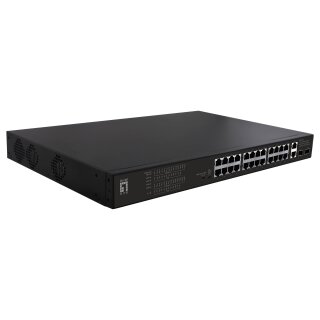 Switch 24x FE FGP-2831 2xGE 2xGSFP 19" 390W 24xPoE+