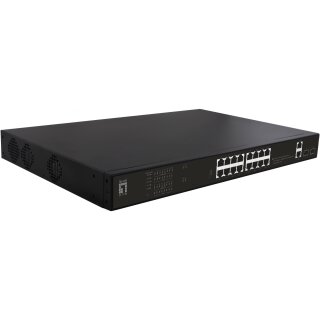 Switch 16x GE GEP-2021 2xGE 2xGSFP 19" 270W 16xPoE+