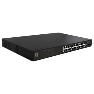 Switch 24x GE GEP-2821 2xGE 2xGSFP 19" 390W 24xPoE+