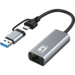 Adapter USB-C + USB-A -> RJ45 10/100/1000/2500 gr