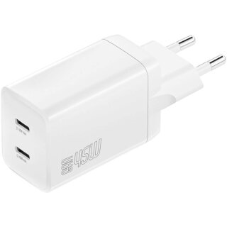 4smarts Charger PDPlug Dual 45W GaN 2xC white