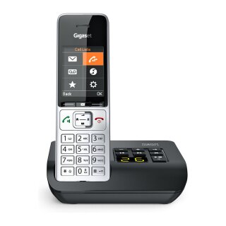 GIGASET COMFORT 500A silber / schwarz 5.8 cm 2.2 Zoll TFT Farbdisplay Anrufbeantworter Freisprechen Telefonbuch Headset Anschluss