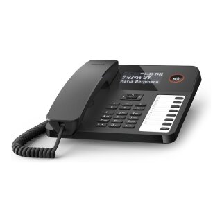 GIGASET DESK 600 schwarz schnurgebundenes Tisch- und Wandtelefon LC-Display 7 Direktwahltasten Telefonbuch Hrgertekompatibel