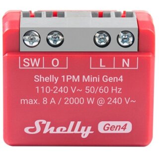 Shelly Relais "1PM Mini Gen4" WLAN BT Matter Zigbee Messfunktion max 8A 1 Kanal Unterputz