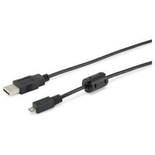 Equip Kabel USB-A 2.0 -> micro B St/St 1.00m Ferrit schwarz Polybeutel