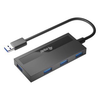 Equip USB-Hub 4-Port 3.2 ->4x3.0 +USB-C Adp.5Gbps o.Netz.sw