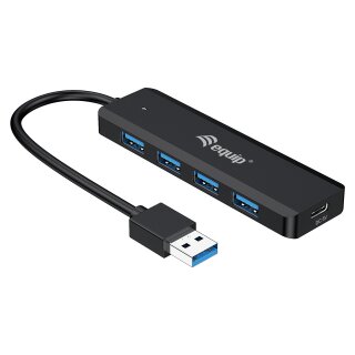 Equip USB-Hub 4-Port 3.2 ->4x3.0 +USB-C Adp.5Gbps o.Netz.sw